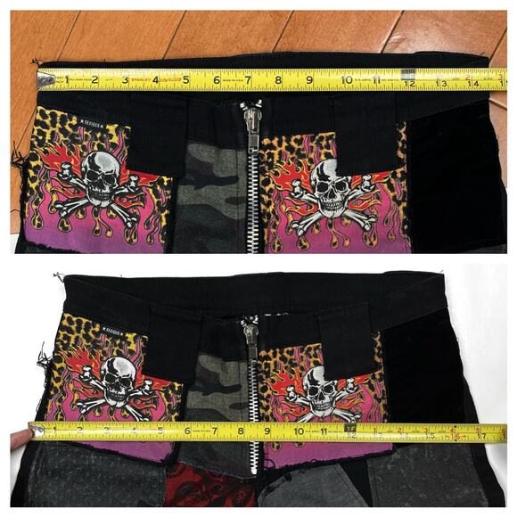 Rare Y2K Serious Los Angeles Patchwork Pants LA Clothing Black Jeans Goth Punk - Picture 12 of 16